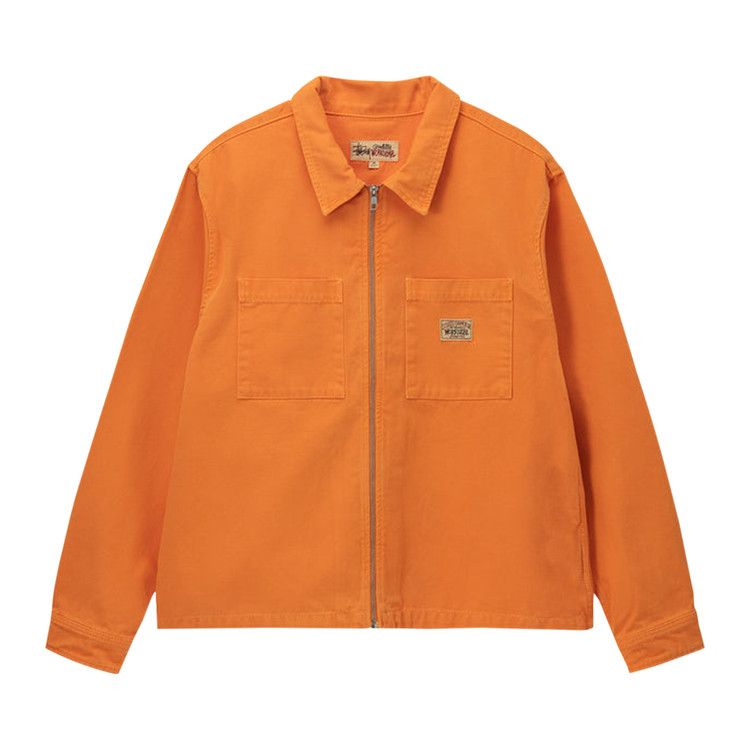 Stussy Washed Canvas Zip Shirt Orange