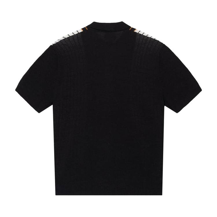 Buy Stussy Textured Short-Sleeve Polo Sweater 'Black Stripe