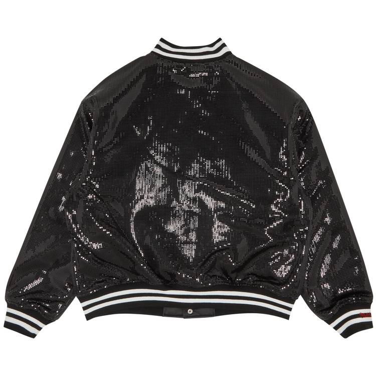 Buy Supreme x Mitchell & Ness Sequin Varsity Jacket 'Black
