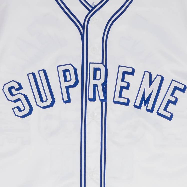 Supreme x Mitchell & Ness Satin Baseball Jersey 'White'