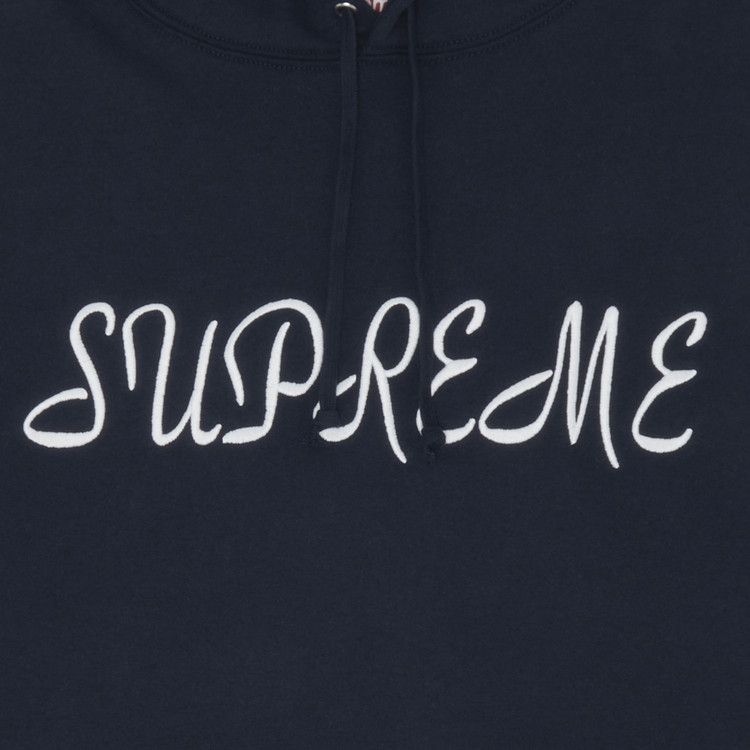 Buy Supreme Script Hooded Sweatshirt 'Navy' - SS23SW57 NAVY | GOAT
