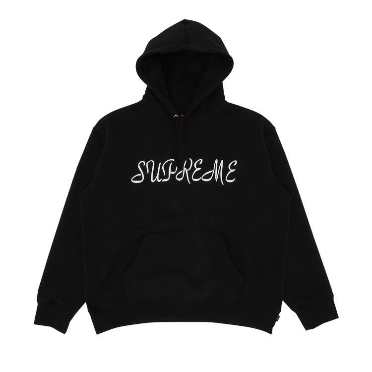 Supreme Raised Script Hooded Sweatshirt Black – Wpgsneaker