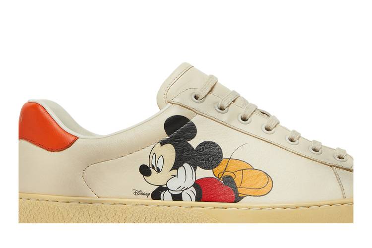 GUCCI x Disney Sneakers Ace Disney Mickey Mouse Ivory Distressed UK6