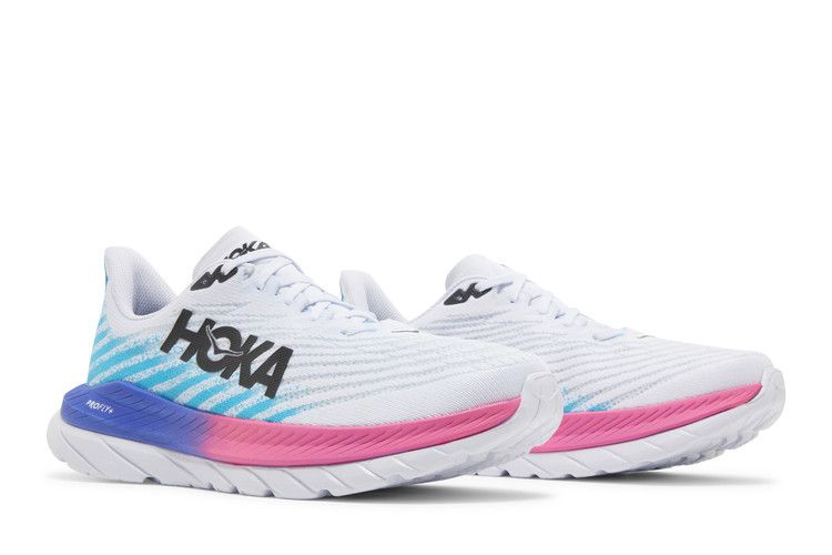 Hoka Mach 5 White Scuba Blue