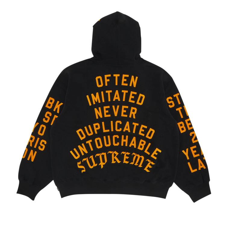 Buy Supreme Team Flocked Hooded Sweatshirt 'Black' - SS23SW12