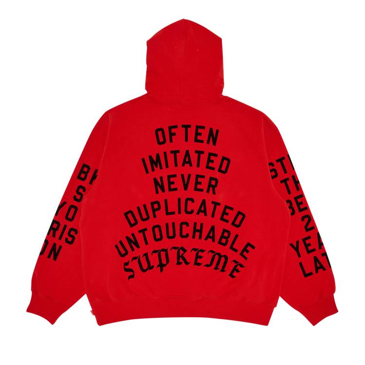 Supreme Team Flocked Hooded Sweatshirt 'Bright Red'