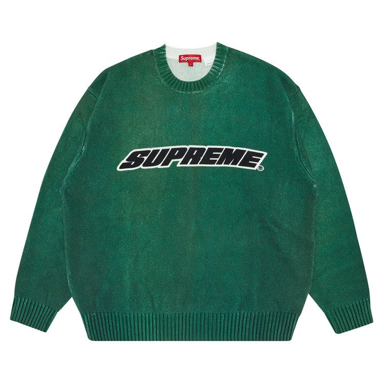 Supreme Printed Washed Sweater Olive Culture Circle