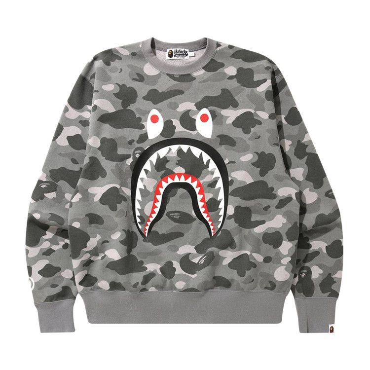 Bape Color Camo Shark Relaxed Fit Crewneck 'grey'
