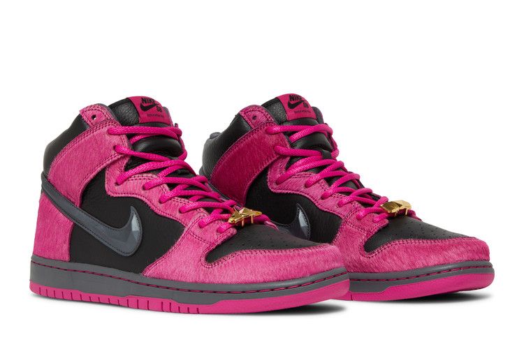 Shop Nike SB x Run The Jewels Dunk High Shoes (active pink black) online