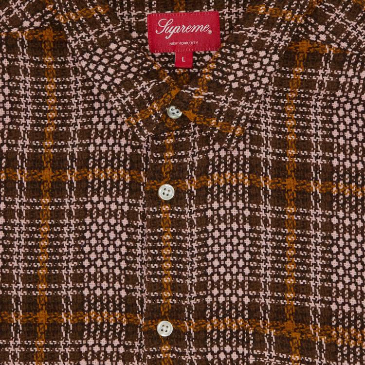 Supreme Basket Weave Plaid Shirt 'Brown'