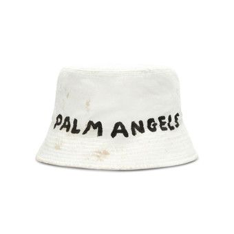 Buy Palm Angels Seasonal Logo Bucket Hat 'Beige/Black