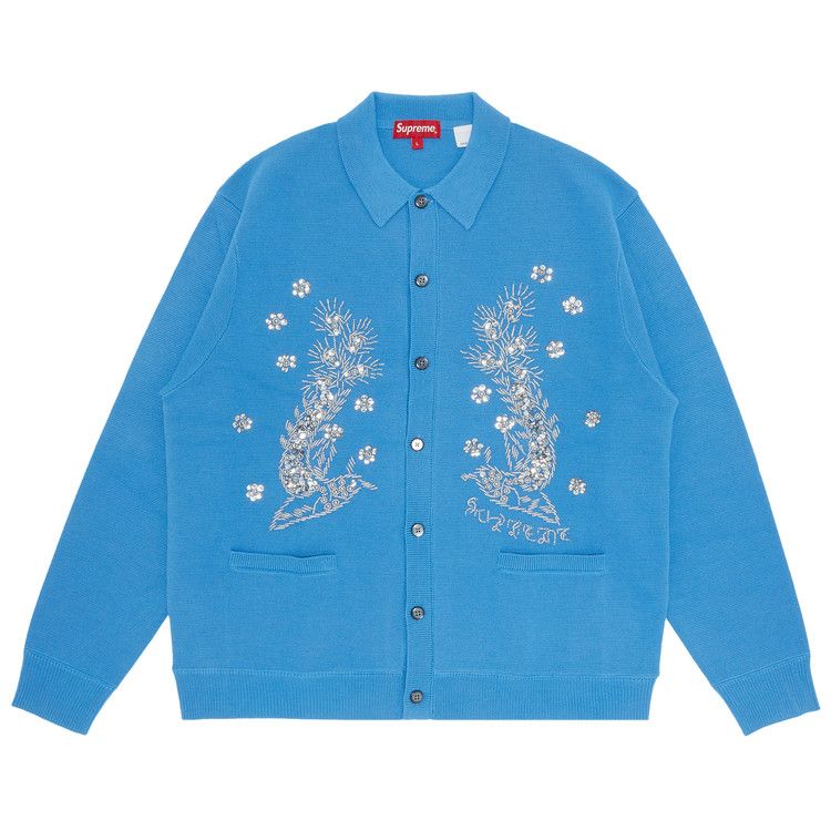 Buy Supreme Beaded Appliqué Cardigan 'Bright Blue' - SS23SK5