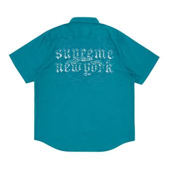 Buy Supreme Croc Patch Short-Sleeve Work Shirt 'Teal' - SS23S23 TEAL | GOAT