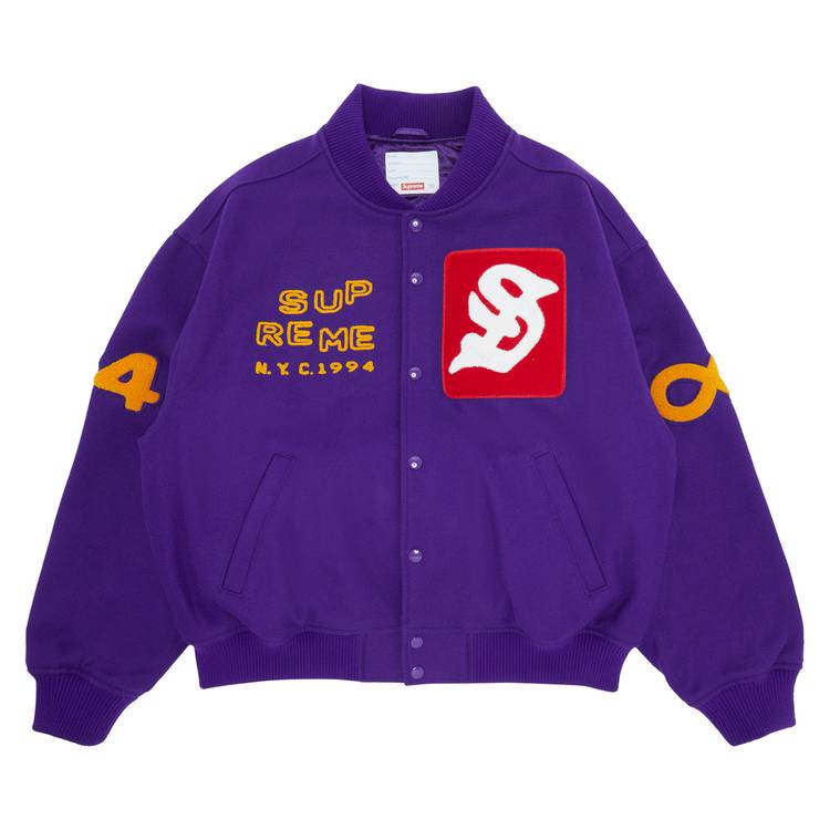 Supreme Tourist Varsity Jacket Purple L - momaniac.com