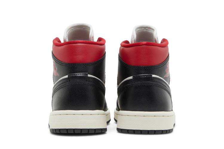 Wmns Air Jordan 1 Mid 'Black Sail Gym Red'