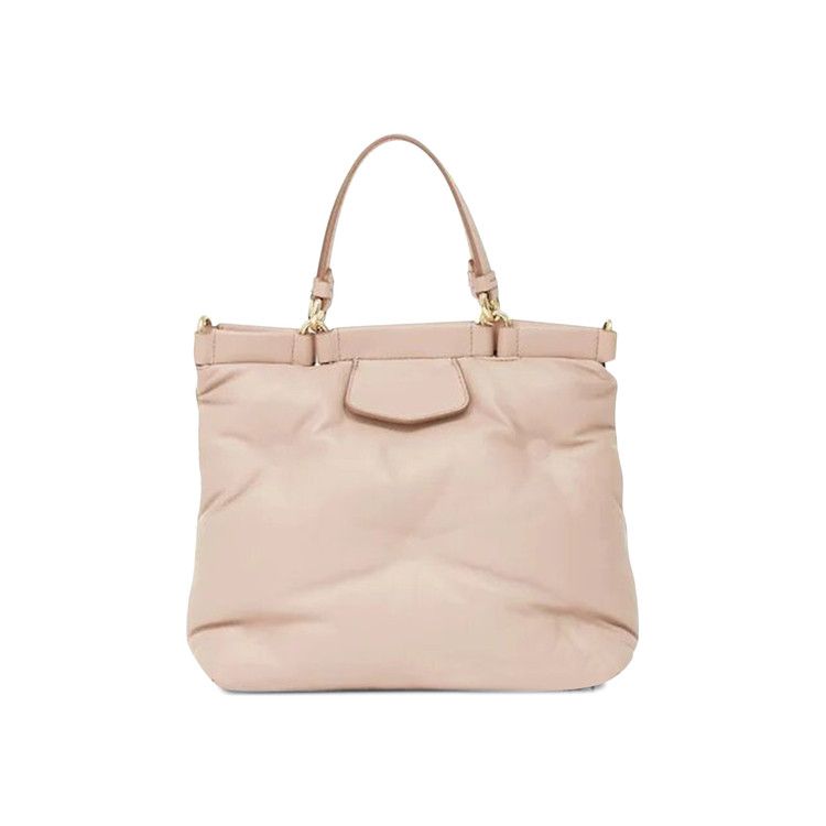 【Maison Margiela】Pink Handbag In Leather Woman Maison Margiela 'glam Slam' Pink Handbag With Logo Plate And