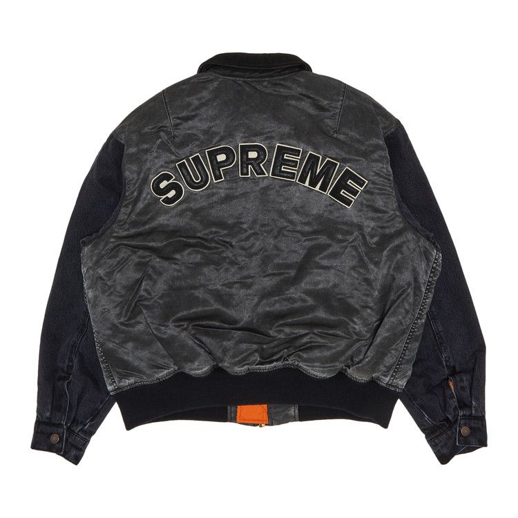 【特売激安】XLsupreme denim sleeve ma1 ジャケット・アウター