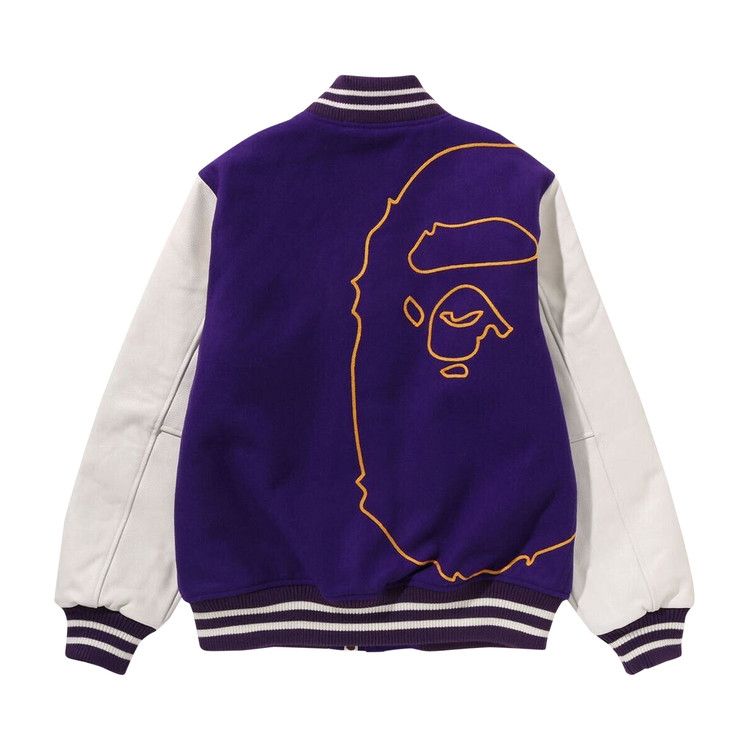 APE GIANT APE HEAD VARSITY JACKET スタジャン Buy BAPE Giant Ape Head Varsity Jacket 'Purple' - 1I80 141 013