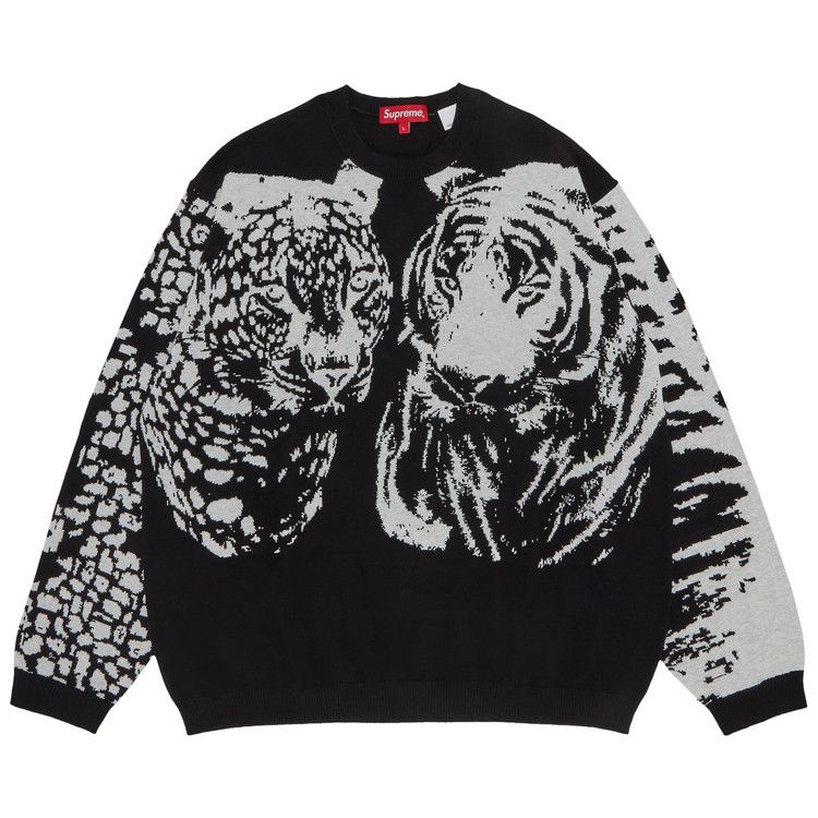 Supreme Big Cats Jacquard Long-Sleeve Top 'Black' | GOAT