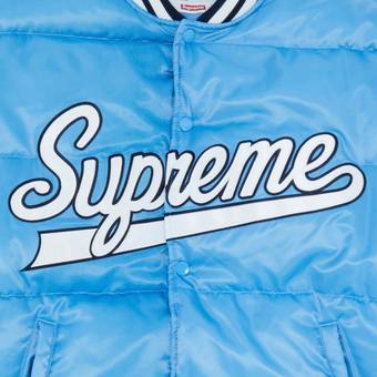 Buy Supreme Script Varsity Puffy Jacket 'Light Blue' - 0052