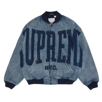 Supreme Washed Knockout Denim Varsity Jacket 'Washed Blue'