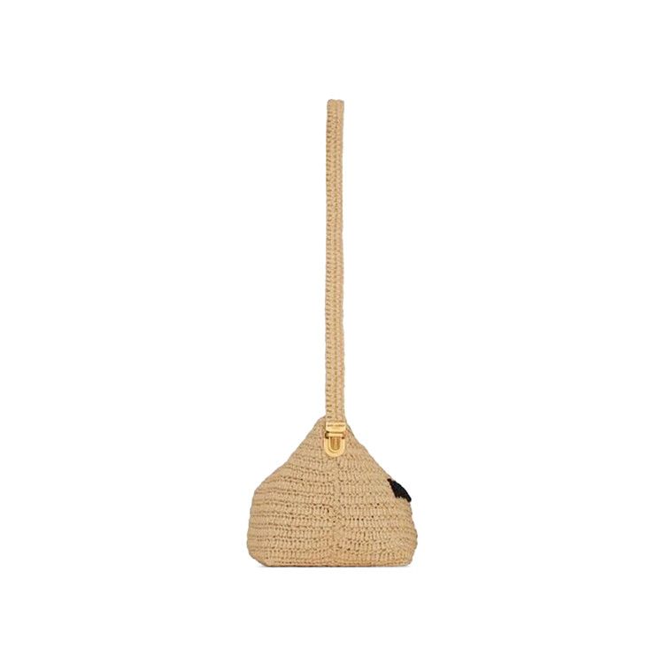 Saint Laurent Logo Embroidered Zip Up Shoulder Bag 'natural/Black'