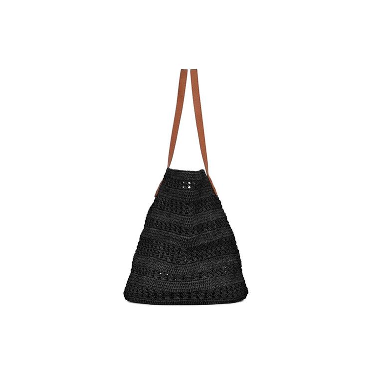 Saint Laurent Plaque Woven Tote Bag Black/Brick