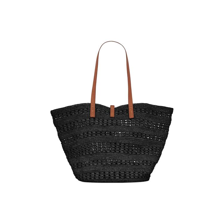 Saint Laurent Plaque Woven Tote Bag Black/Brick