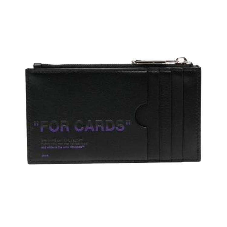 Buy Off-White Quote Zipped Card Case 'Black/Purple