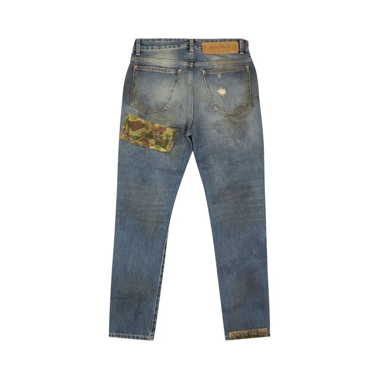 Palm Angels Curved Palm Patch Detail Straight Leg Jeans 'blue'