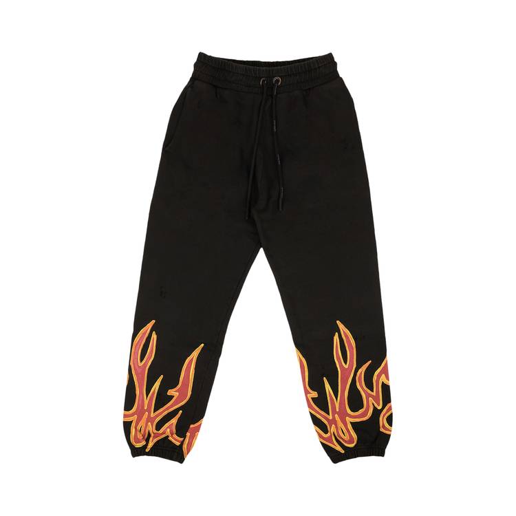 Buy Palm Angels GD Graffiti Flames Sweatpants 'Black/Red