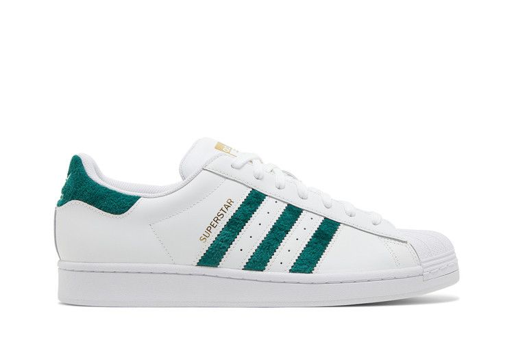 Adidas superstars green stripes best sale