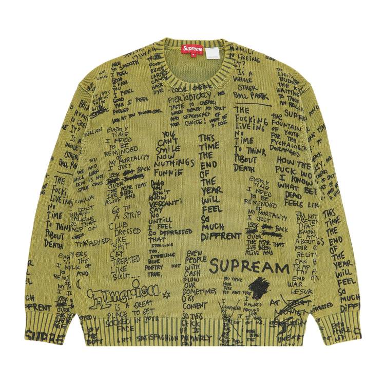 Gonz Poems Sweater Olive Sサイズ-