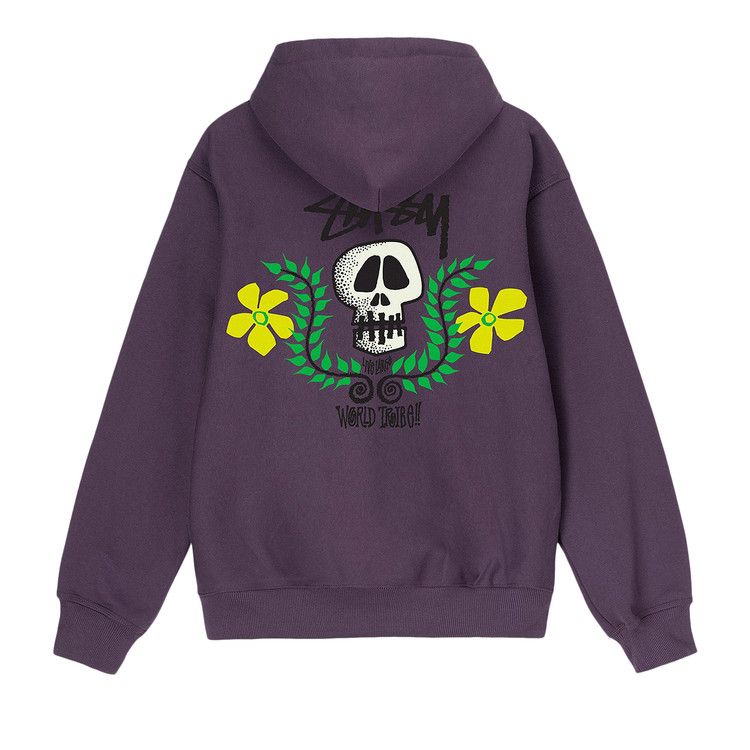 Stussy Skull Crest Zip Hoodie 'grape'