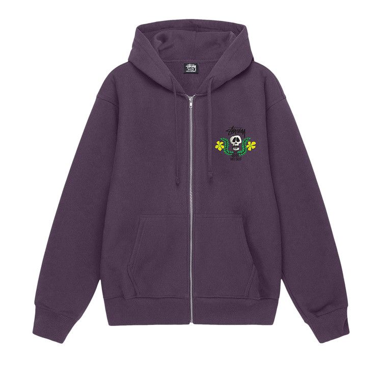 Stussy Skull Crest Zip Hoodie 'grape'