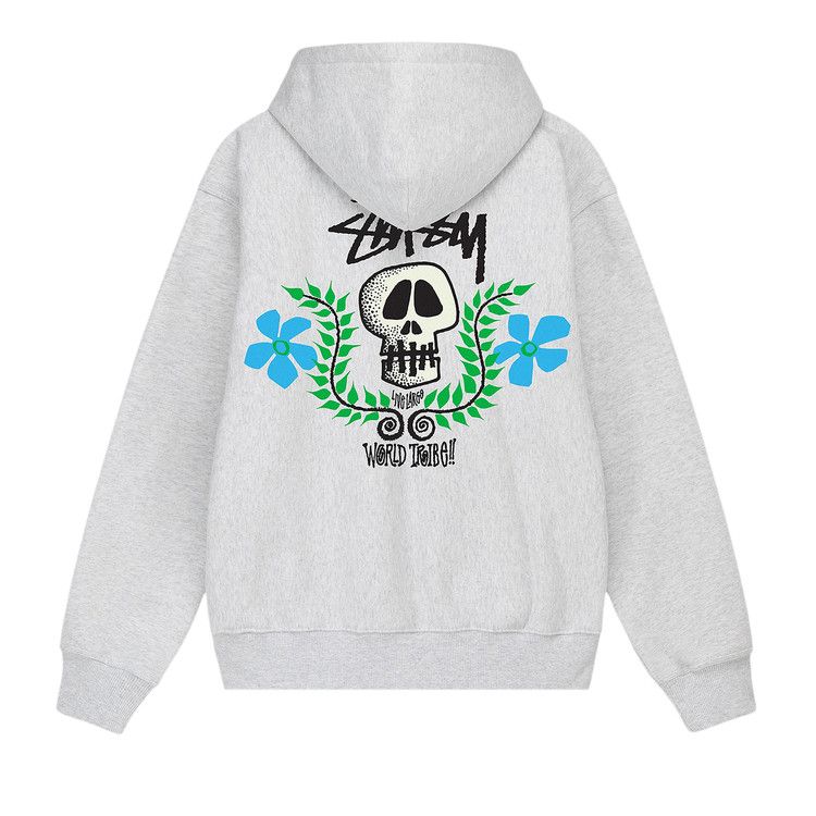 Stussy Skull Crest Zip Hoodie 'Ash Heather'