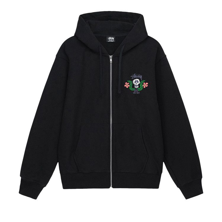Stussy Skull Crest Zip Hoodie 'black'