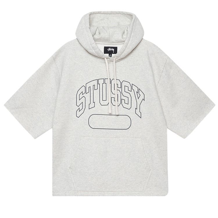 Stussy Short-Sleeve Boxy Cropped Hoodie 'ash Heather'