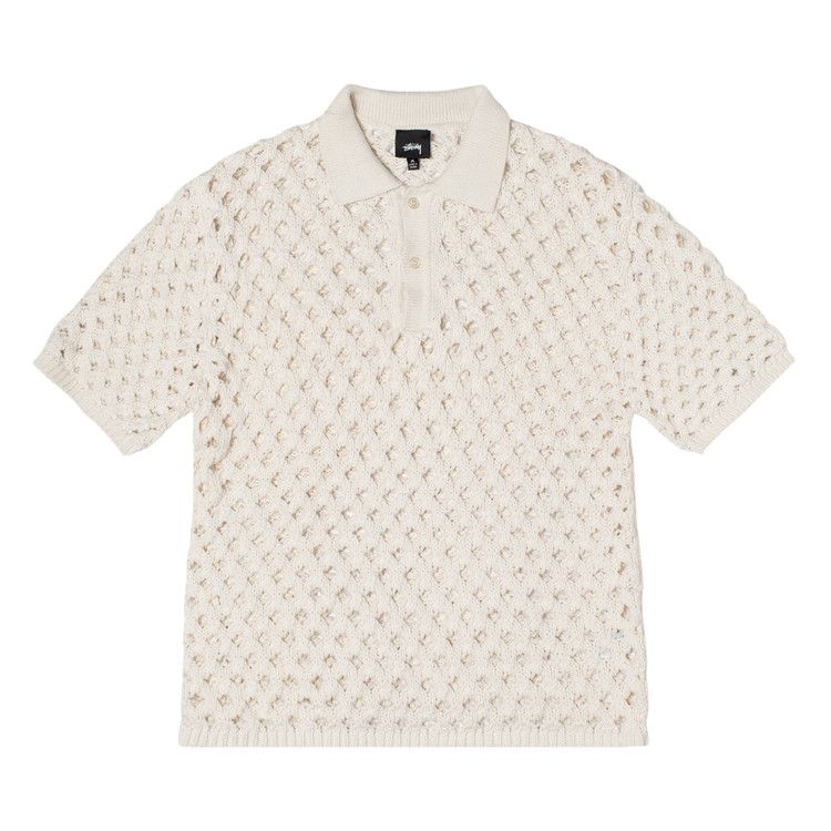 Stussy Big Mesh Polo Sweater 'ivory'