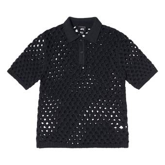 Buy Stussy Big Mesh Polo Sweater 'Black' - 117178 BLAC | GOAT