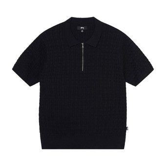 Buy Stussy Half Zip Polo Sweater 'Black' - 117182 BLAC | GOAT