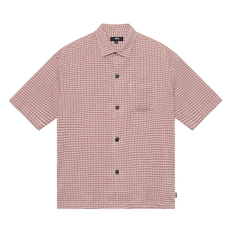 Stussy Wrinkly Gingham Short-Sleeve Shirt 'dusty Rose'