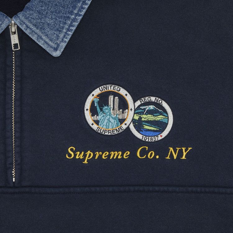 Buy Supreme Denim Collar Half Zip Sweatshirt 'Navy' - SS23SW22