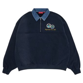 Supreme Denim Collar Half Zip Sweatshirt Navy Price in India