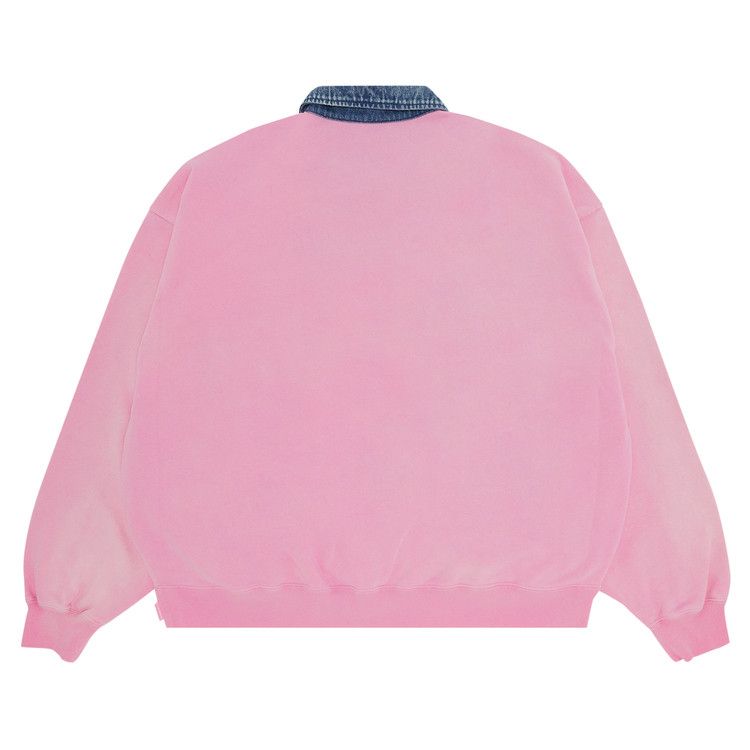 Buy Supreme Denim Collar Half Zip Sweatshirt 'Pink