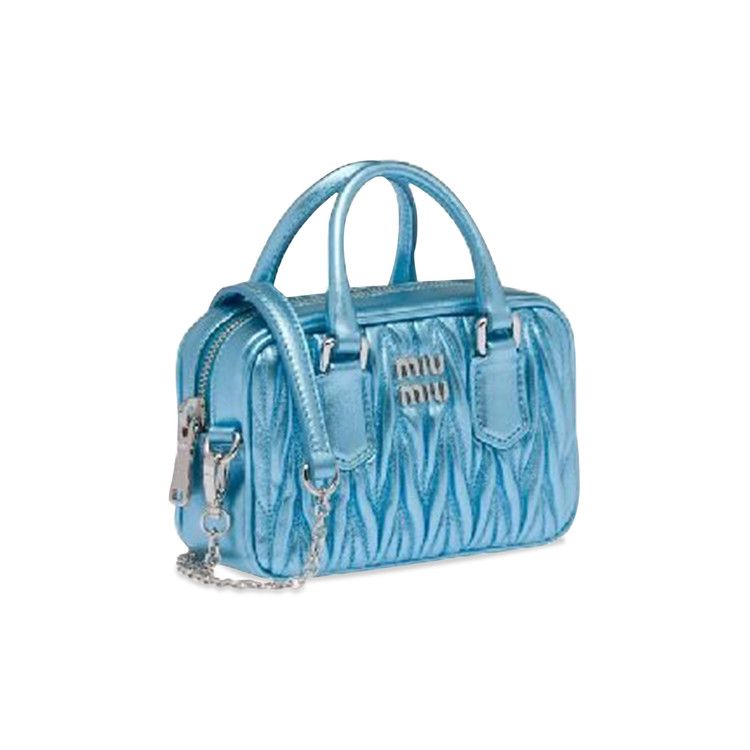 Miu Miu Matelasse Nappa Leather Top Handle Mini-Bag Cielo Mordore
