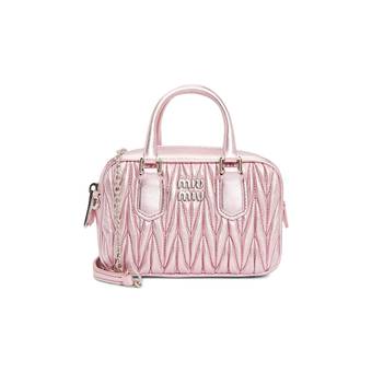 Miu Miu Powder Pink Nappa Leather Mini Crossbody Bag In Cammeo