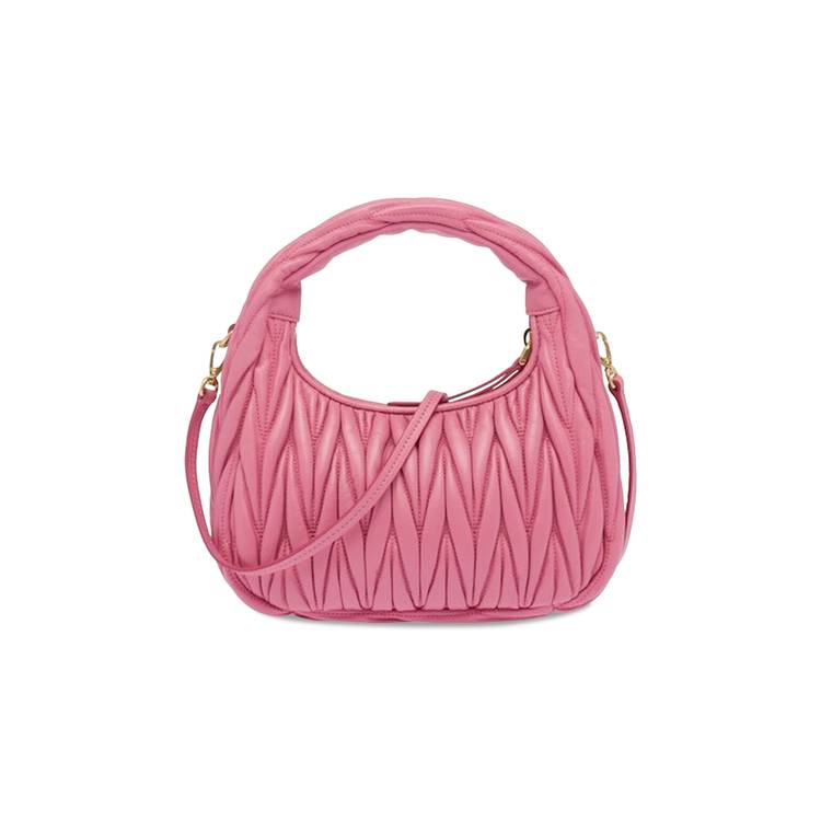 Begonia Pink Wander Matelassé Nappa Leather Mini Hobo Bag