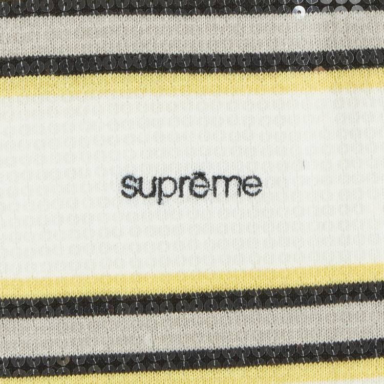 Buy Supreme Sequin Stripe Zip Polo 'White' - SS23KN18 WHITE | GOAT