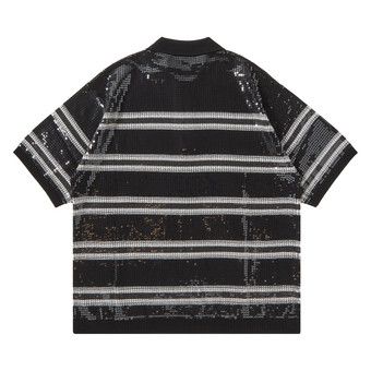 Buy Supreme Sequin Stripe Zip Polo 'Black' - SS23KN18 BLACK